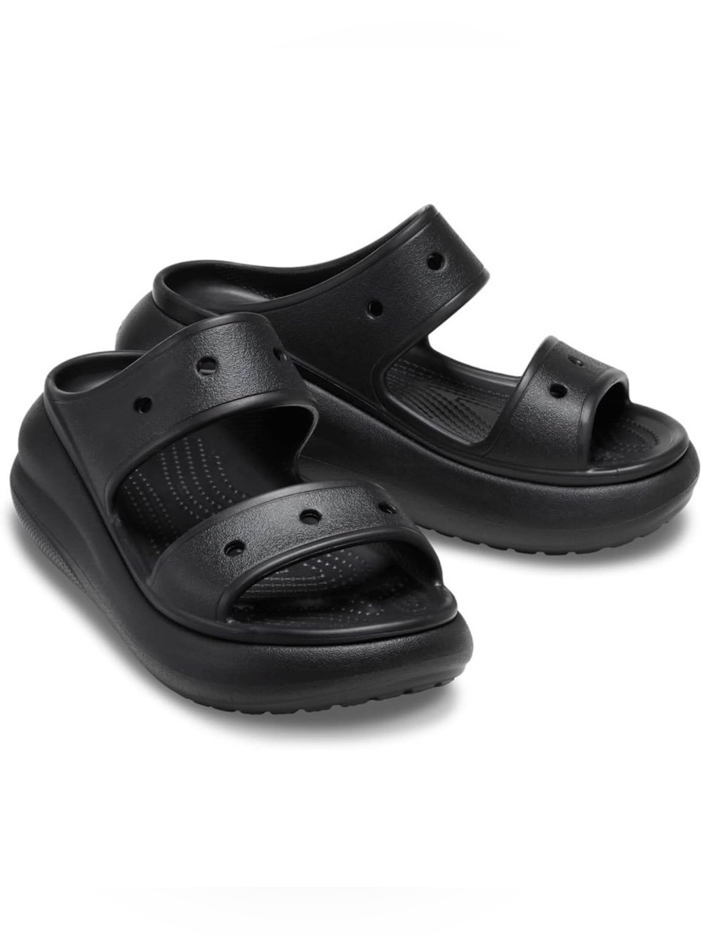 CROCS Black Platform Dual-Strap Slide Sandals